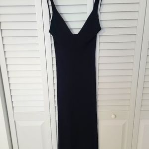 Guess ribbed Black v neck back Slit dress